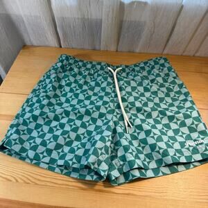 PacSun Green Geometric Swim Trunks Mens Small Volley Shorts